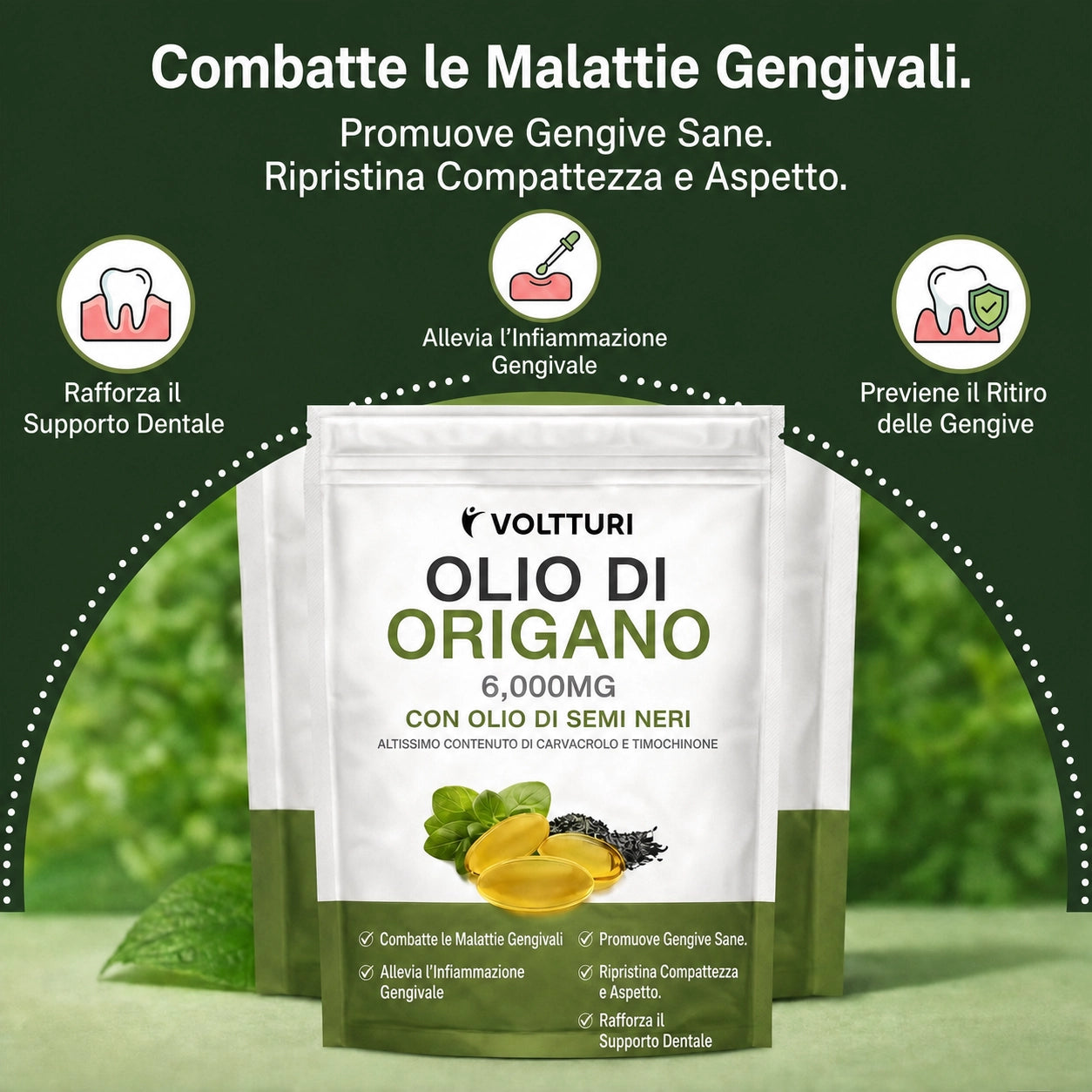 VOLTTURI OLIO DI ORIGANO E CUMINO NERO – ELIMINA LE MALATTIE GENGIVALI