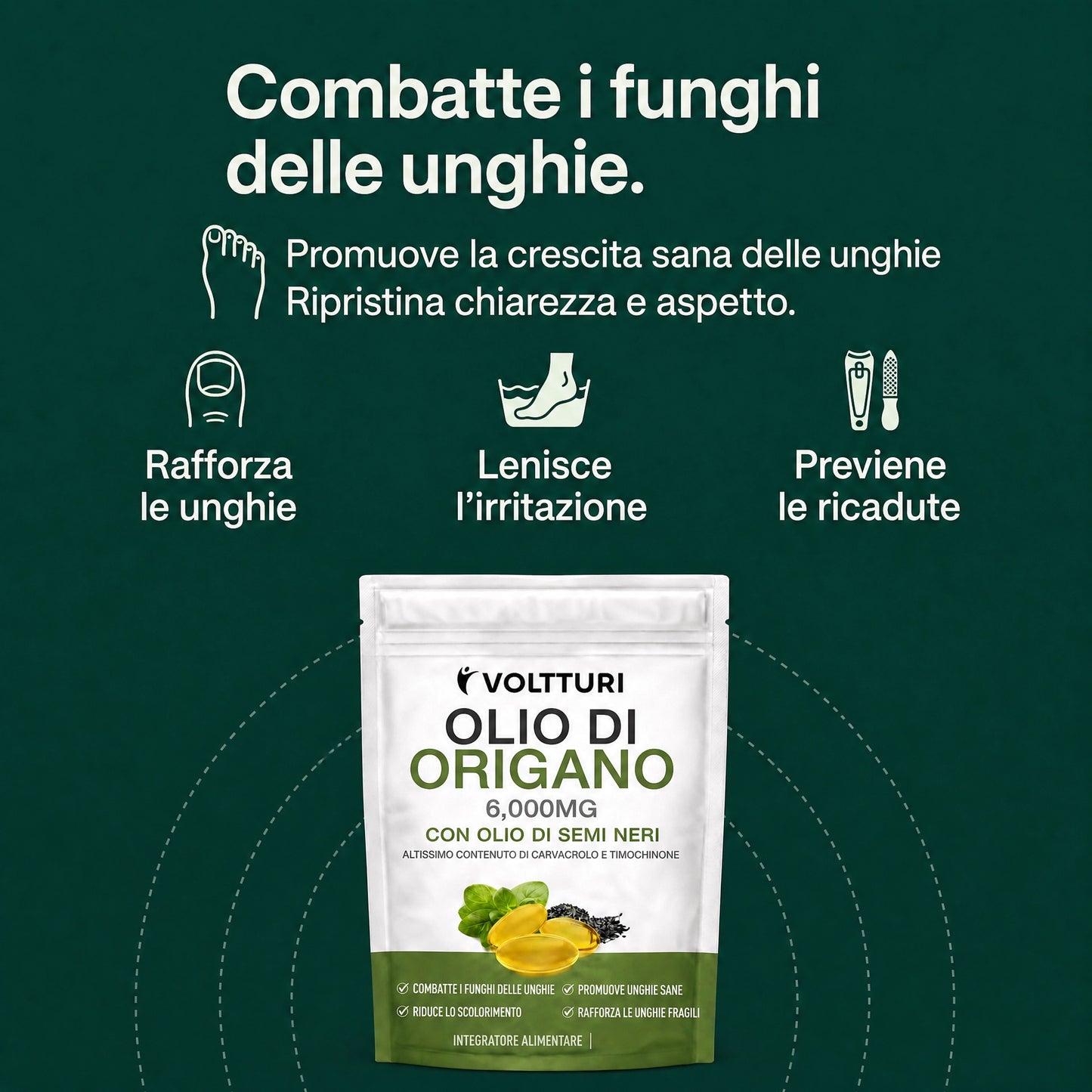 VOLTTURI OLIO DI ORIGANO E CUMINO NERO – ELIMINA IL FUNGO DELLE UNGHIE